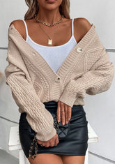 Women’s Cable Knit Textured Button Up Cardigan | Zarnesh